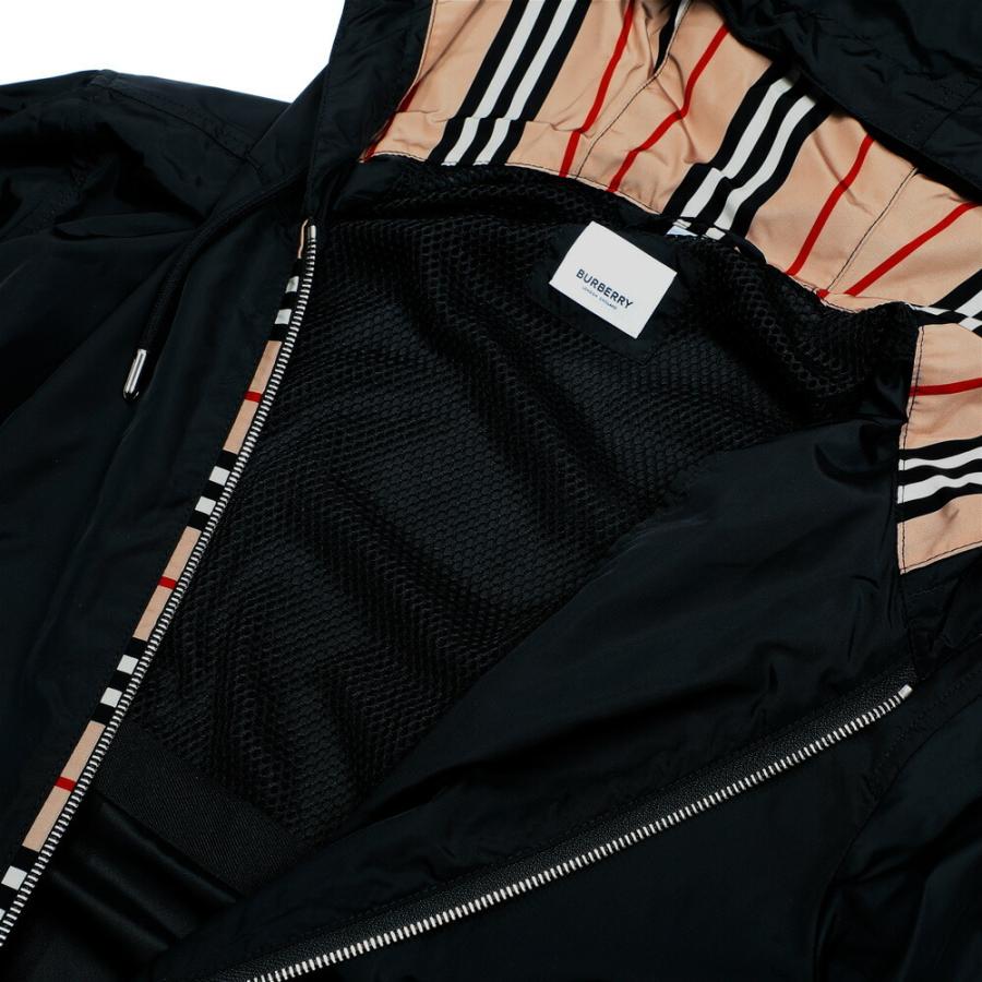 BURBERRY フード付きジャケット ブラック/ストライプ Burberry London England Down Puffer Jacket Girls Hooded