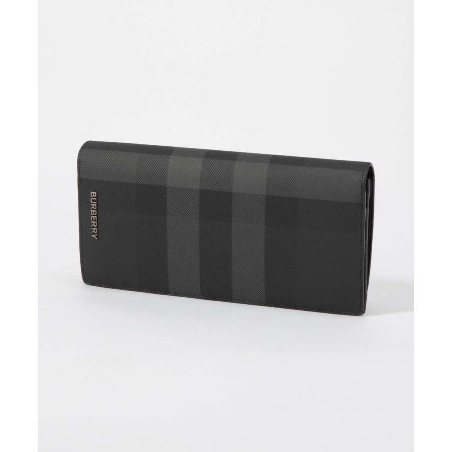 新品】【BURBERRY】長財布 チャコール チェック ロング ウォレット-