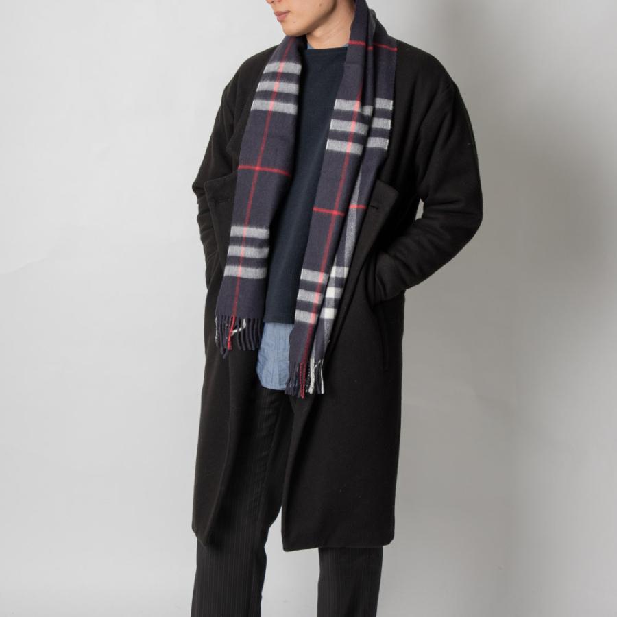 BURBERRY マフラー カシミヤ100% ブラック グレー チェック BURBERRY マフラー カシミヤ100% ブラック グレー チェック