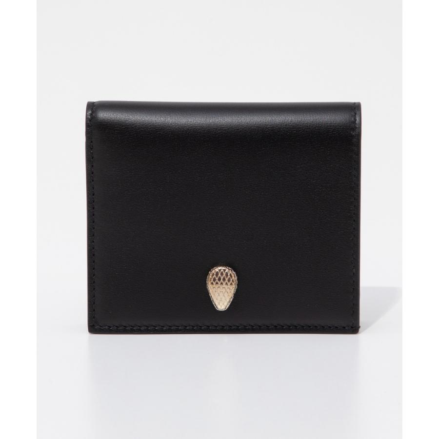 高級品✨ BVLGARI ケース ミニ財布 セルペンティ 蛇 黒 レザー BVLGARI（ブルガリ） BVLGARI 293907 二つ折り財布 Wallets