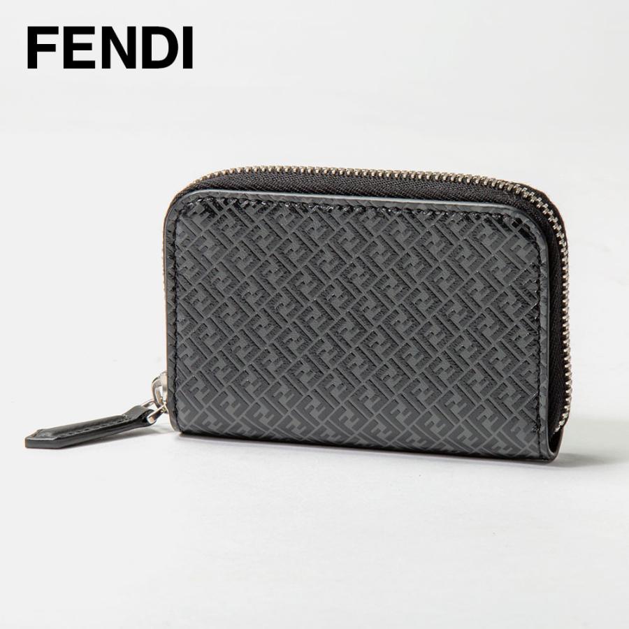 フェンディ FENDI ロゴ ラウンドファスナー 7M0257 財布 小銭入れ バイカラー ケース レザー ブラック FENDI（フェンディ） FENDI 7M0257 AGLP 小銭入れ メンズ コインケース