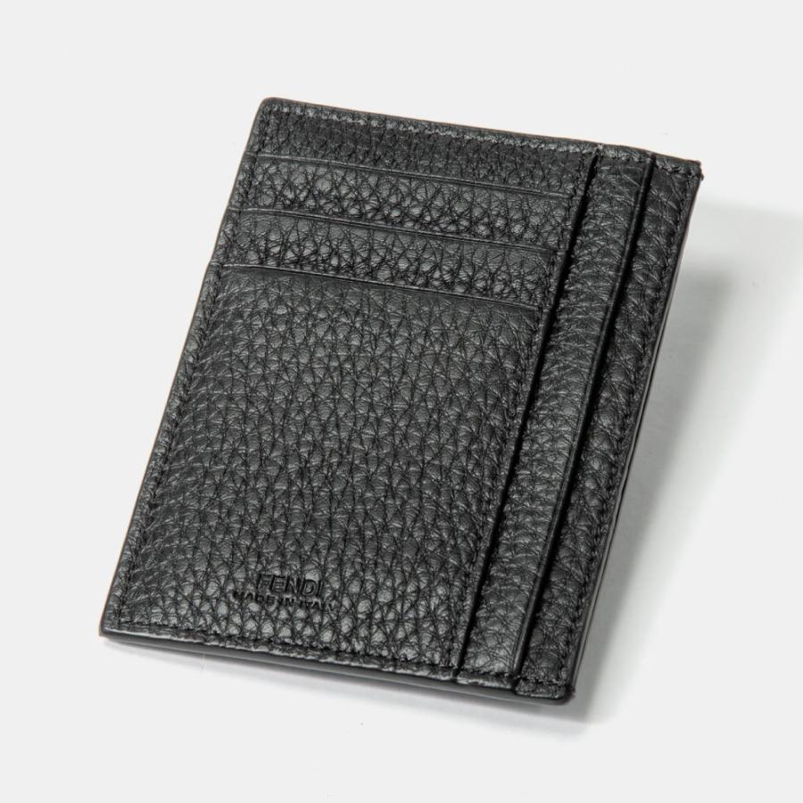 フェンディ FENDI カードケース ロゴ カードホルダー レザー ブラック シルバー金具 黒 FF フラグメントケース ケース 7M0310 【箱】【中古】 FENDI - フェンディ FENDI カードケース ロゴ カードホルダー レザー