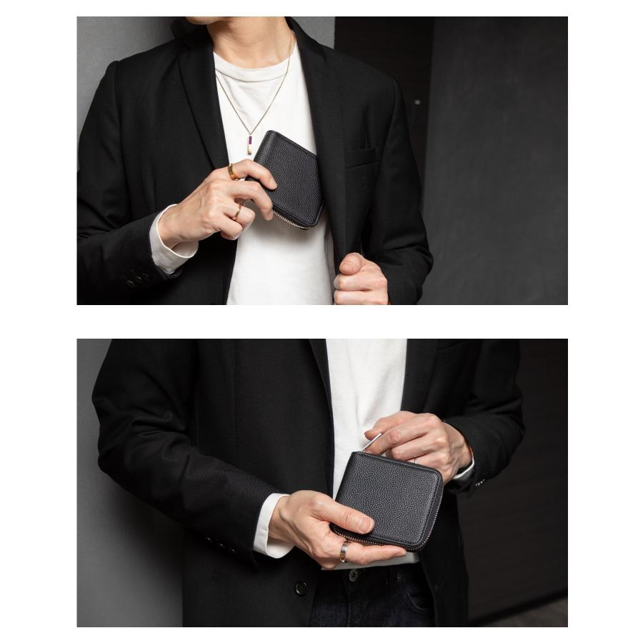 【名入れ】ギオネ GUIONNET DRYGRAIN ZIP WALLET ドライグレイン ジップウォレット PG508 ラウンドジップ 二つ折り財布 レザー ユニセックス 財布 | GUIONNET | 32