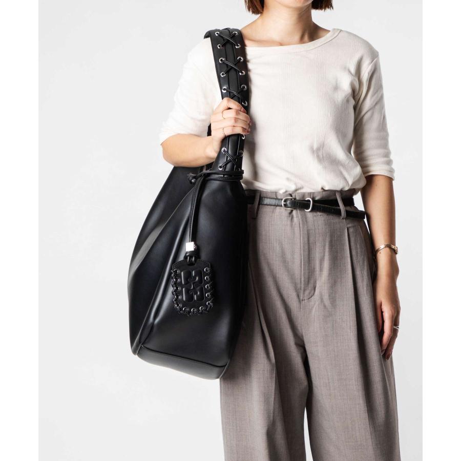 ガニー GANNI Hobo bag ホーボーバッグ A6639 5894 ショルダーバッグ レディース バッグ ブラック 爆買の画像