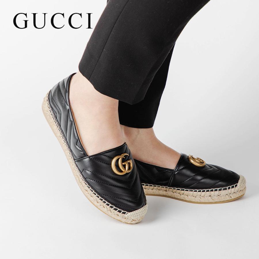 グッチ GUCCI 551890 BKO00 サンダル レディース シューズ ダブルG付き レザー エスパドリーユ エレガント シェブロン キルティング プラットフォーム