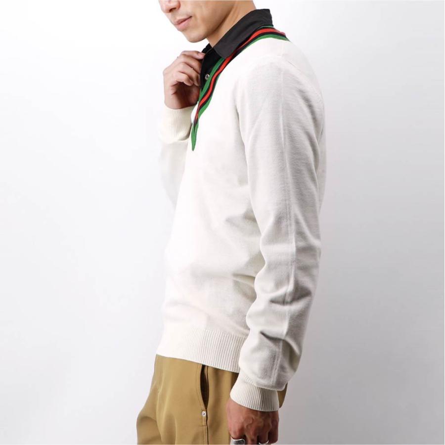 GUCCI アイボリー Vネックニット　グッチ　セーター GUCCI グッチ ニット メンズ トップス Vネック ウール セーター