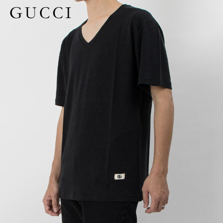 【GUCCI】 グッチ トップス 半袖 Vネック　カットソー タグ付 シルク GUCCI（グッチ） 半袖Tシャツ メンズ トップス 半袖 ダブルG Vネック