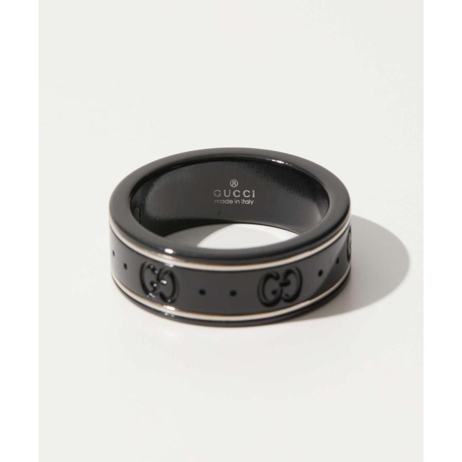 グッチ GUCCI 225985 I19A1 リング ICON THIN BAND IN 18KT WHITE GOLD AND BLACK SYNTHETIC CORUNDUM メンズ レディース アクセサリー 指輪 爆買の画像