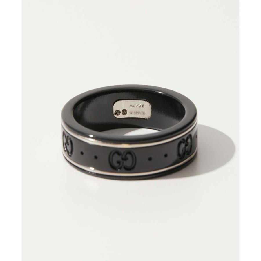 グッチ GUCCI 225985 I19A1 リング ICON THIN BAND IN 18KT WHITE GOLD AND BLACK SYNTHETIC CORUNDUM メンズ レディース アクセサリー 指輪 爆買の画像