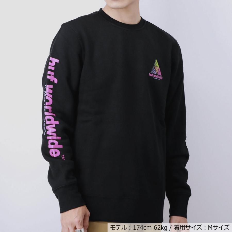 ハフ HUF トレーナー メンズ トップス 長袖 ロングTシャツ 黒 スウェット カジュアル ブラック ピンク S M L XL PF00376｜u-stream｜07