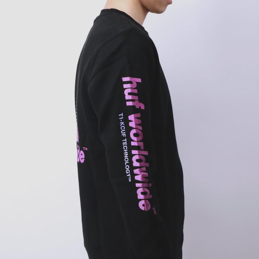 ハフ HUF トレーナー メンズ トップス 長袖 ロングTシャツ 黒 スウェット カジュアル ブラック ピンク S M L XL PF00376｜u-stream｜08