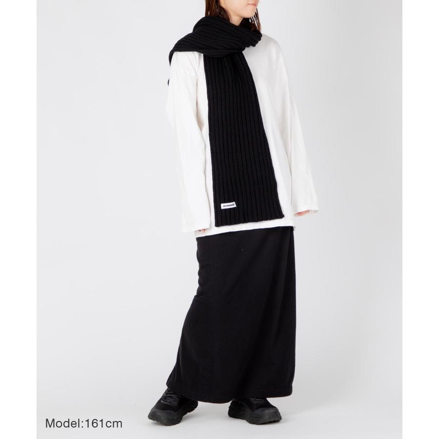 ジルサンダー JIL SANDER J02TE0004 J14511 スカーフ メンズ レディース マフラー ショール ストール ウール100% シンプル ブラック｜u-stream｜06