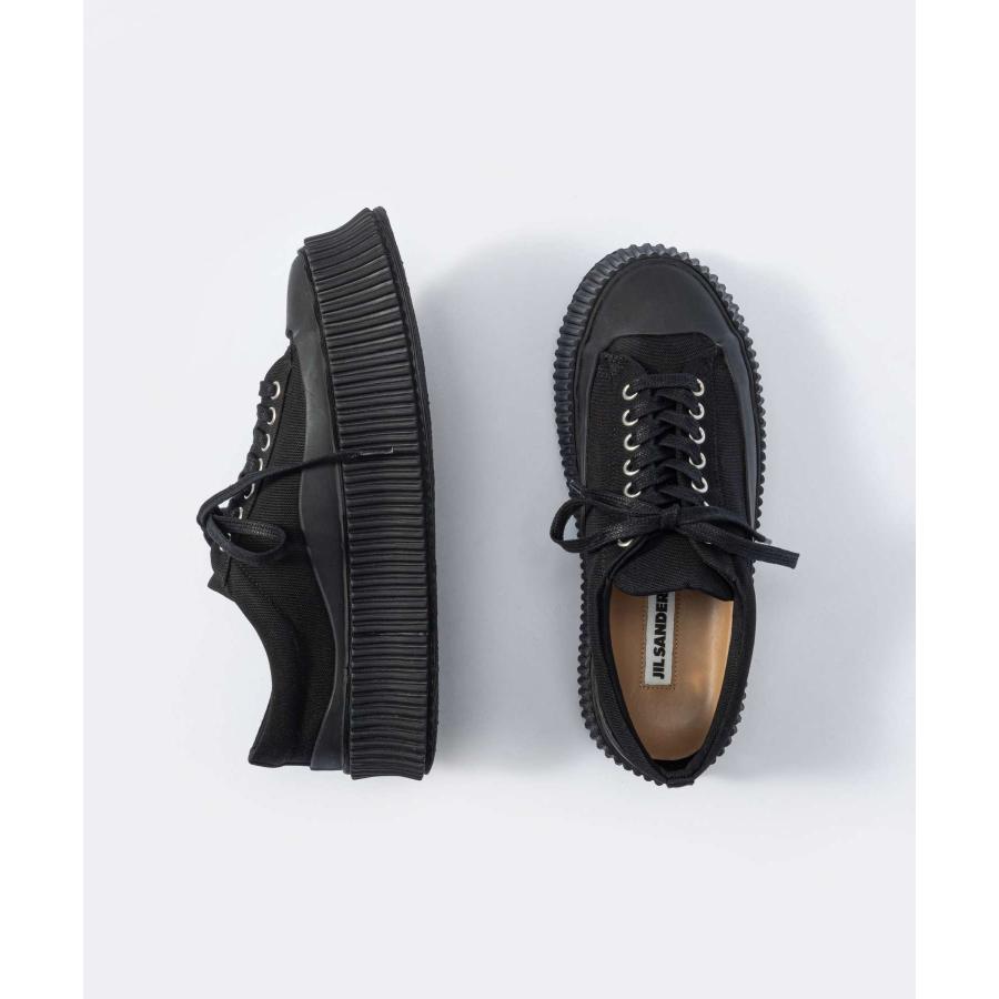 ジルサンダー JIL SANDER J15WS0002 P4868 スニーカー メンズ レディース シューズ キャンバス プラットフォーム レザー シンプル ブラック ホワイト 爆買の画像