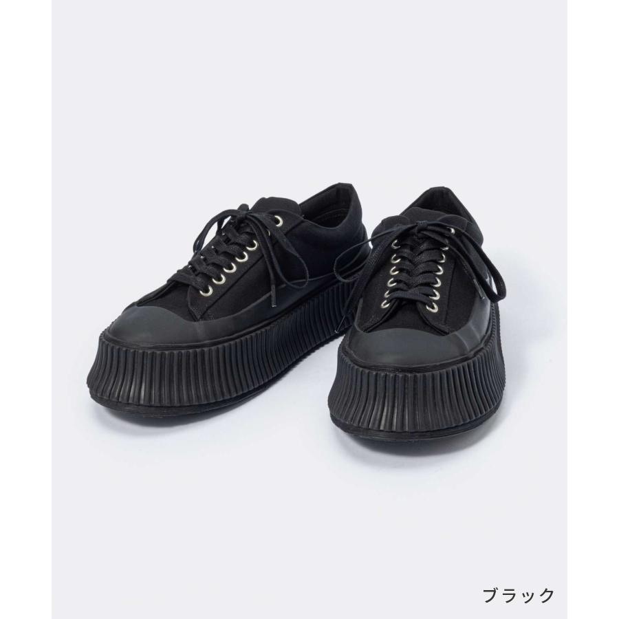 ジルサンダー JIL SANDER J15WS0002 P4868 スニーカー メンズ レディース シューズ キャンバス プラットフォーム レザー シンプル ブラック ホワイト 爆買の画像