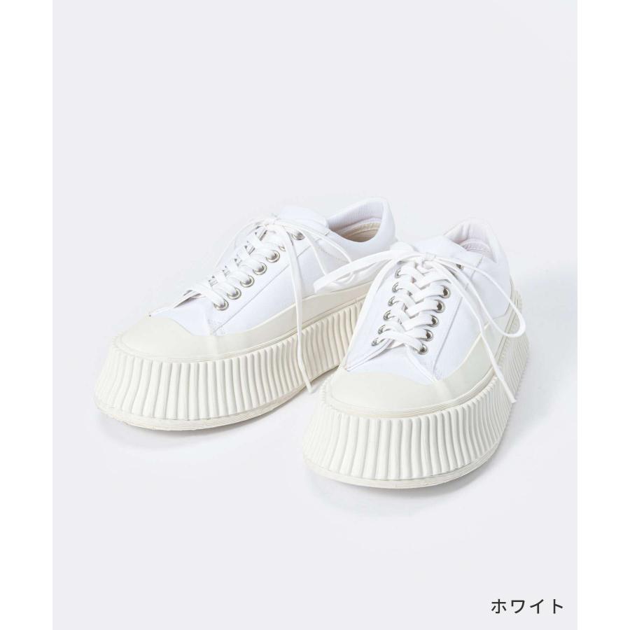 ジルサンダー JIL SANDER J15WS0002 P4868 スニーカー メンズ レディース シューズ キャンバス プラットフォーム レザー シンプル ブラック ホワイト 爆買の画像
