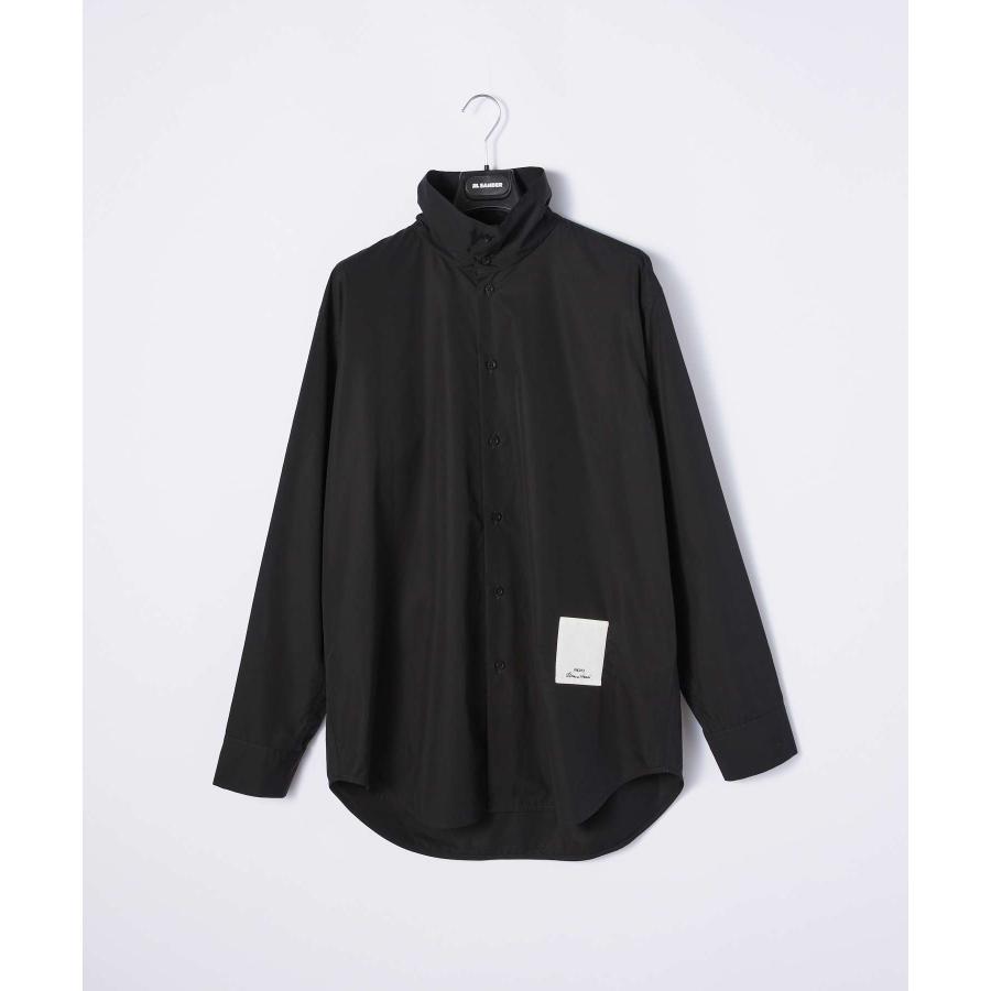 ジルサンダー JIL SANDER JSMT603138 MT245500 シャツ メンズ トップス 長袖 スタンドカラー ブラックシャツ コットン BLACK SHIRT WITH STANDING COLLAR 爆買の画像