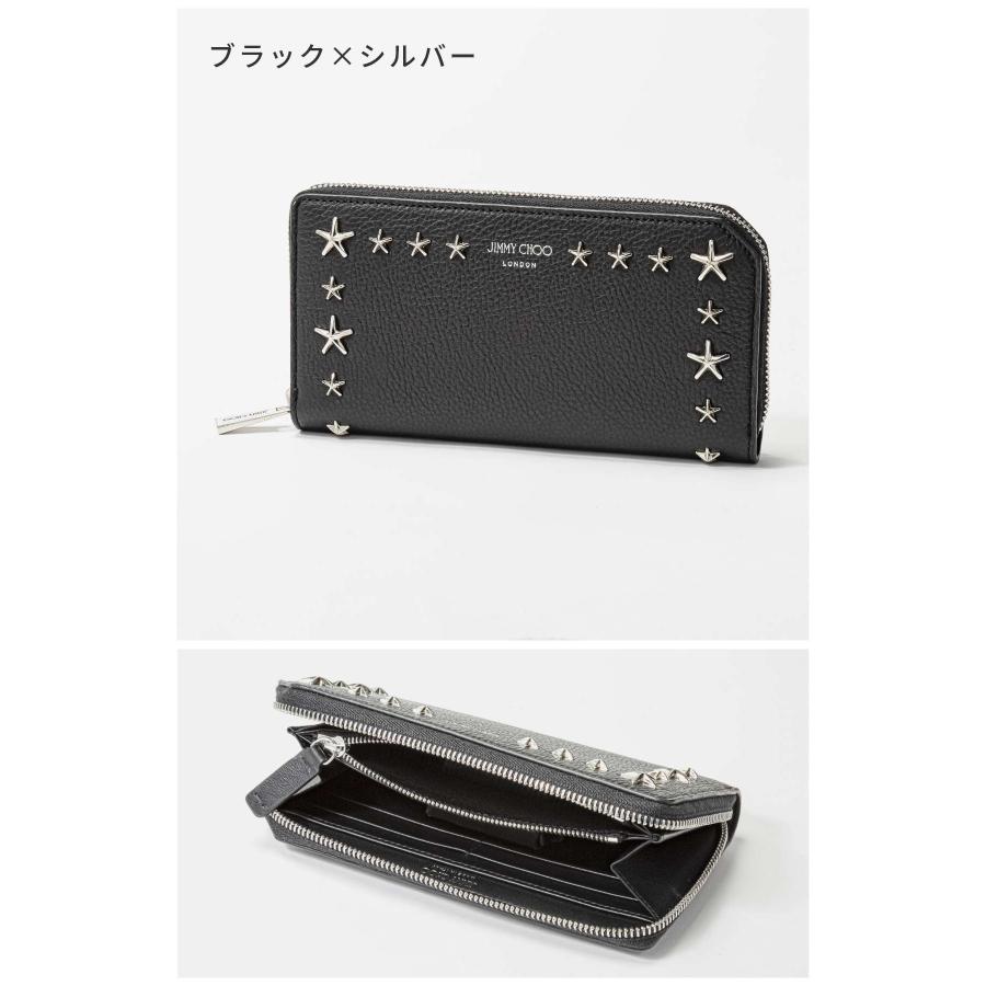 JIMMY CHOO Carnaby ブラック/シルバー レザー 長財布スタッズ JIMMY CHOO ジミーチュウ 財布 長財布 ラウンドファスナー