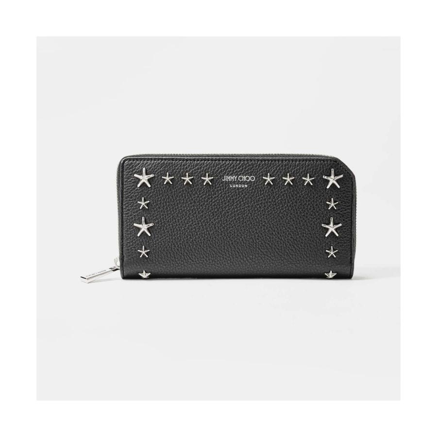 JIMMY CHOO Carnaby ブラック/シルバー レザー 長財布スタッズ JIMMY CHOO Carnaby ブラック/シルバー レザー 長財布スタッズ