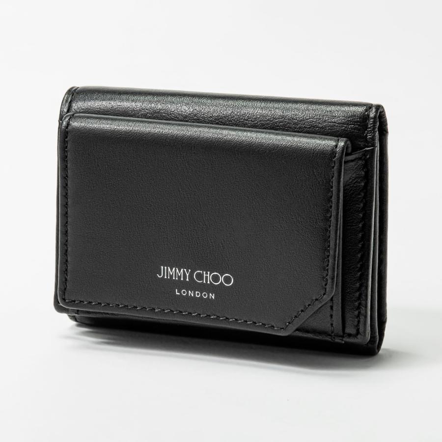 【未使用】ジミーチュウ コンパクトウォレット 三つ折り財布 ブラック レザー JIMMY CHOO（ジミーチュウ） JIMMY CHOO HAWLEY PKR 三つ折り財布