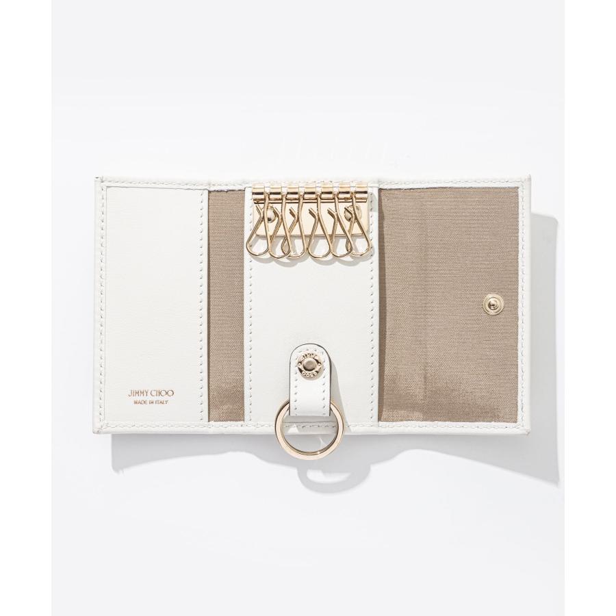 美品 JIMMY CHOO キーケース レザー 春色 美品】JIMMY CHOO ジミーチュウ 6連 キーケース スタッズ レザー