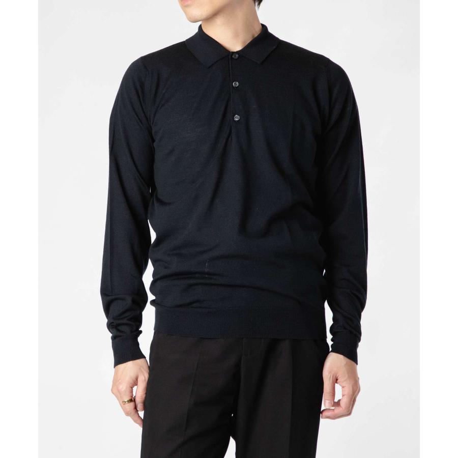John Smedley 長袖 ポロ メリノウール M 黒 ジョンスメドレー John Smedley 長袖 ポロシャツ メンズ ドーセット