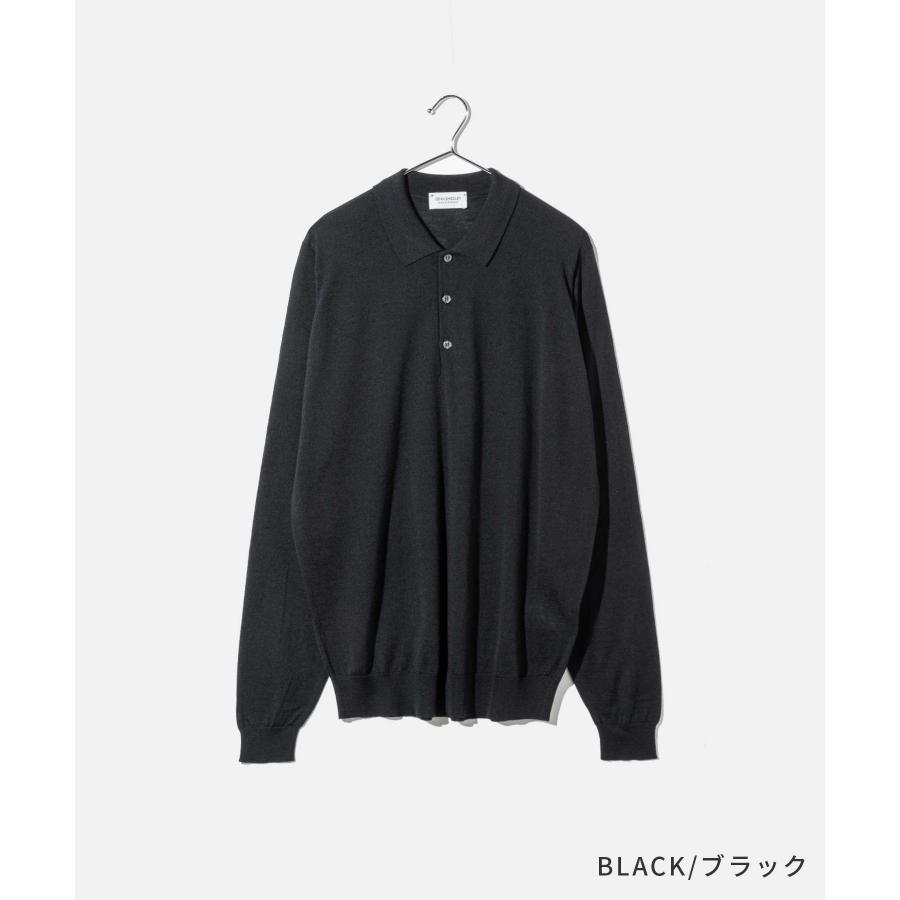 John Smedley 長袖 ポロ メリノウール M 黒 JOHN SMEDLEY（ジョンスメドレー） 長袖 ポロシャツ BELPER エクストラ