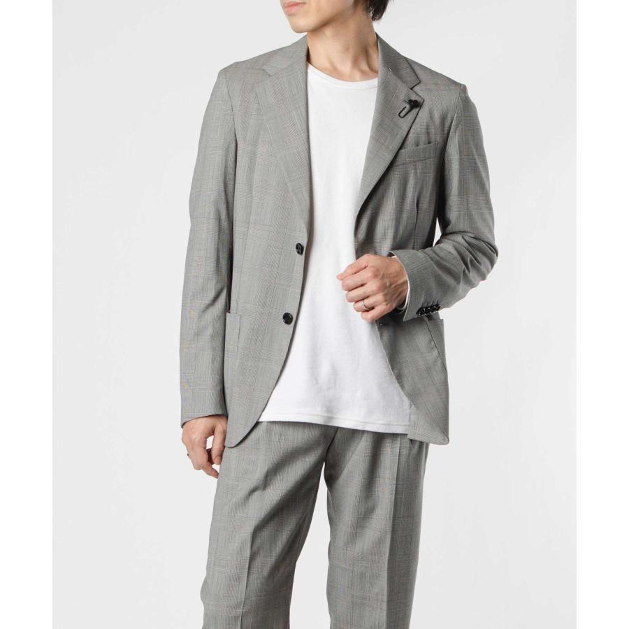 <美品>LARDINI グレー チェック ウール ジャケットサイズ42 LARDINI（ラルディーニ）ROMAローマ ウールライトツィードグレン