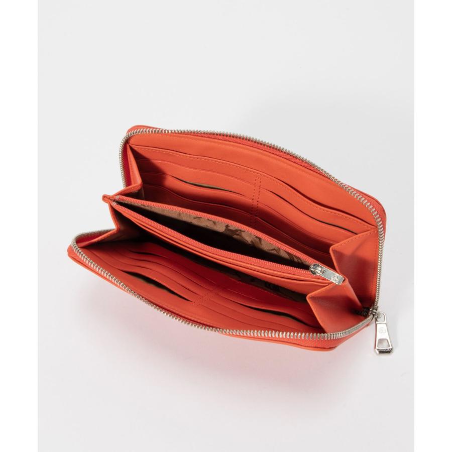 新品同様 ロンシャン レザー 赤オレンジ L字ファスナー長財布 財布 0922【中古】LONGCHAMP LONGCHAMP - 新品同様 ロンシャン レザー 赤オレンジ L字ファスナー長