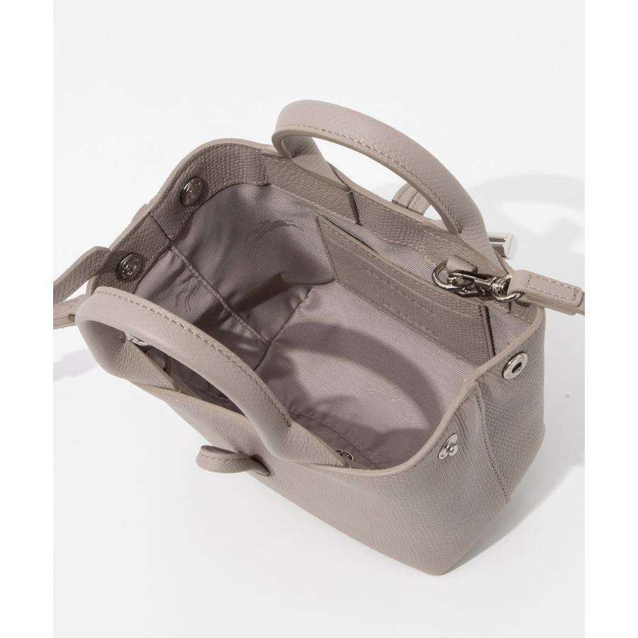 美品 ロンシャン LONGCHAMP ロゾ レザー トップハンドル S グレー LONGCHAMP（ロンシャン） LONGCHAMP Le Roseau ル ロゾ Handbag S