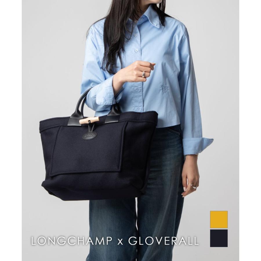 美品 ロンシャン トートバッグ ロゾ レザー A4可能 肩掛け可能 黒 LONGCHAMP（ロンシャン） LONGCHAMP Le Roseau x Gloverall ル ロゾ