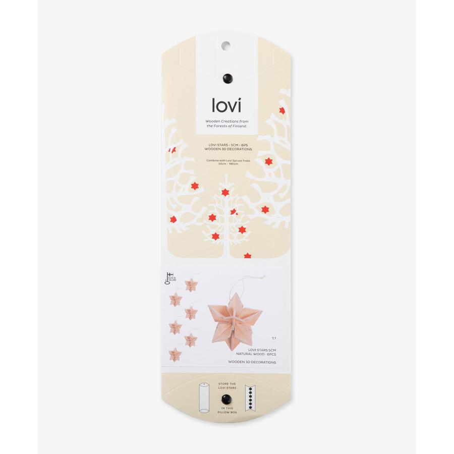ロヴィ Lovi WOODEN 3D DECORATIONS デコレーションズ Star 5cm 6pcs pillow box S size スター 6個入り 星 飾り オーナメント クリスマス 北欧 ツリー 爆買 | lovi | 14