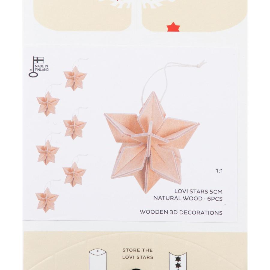 ロヴィ Lovi WOODEN 3D DECORATIONS デコレーションズ Star 5cm 6pcs pillow box S size スター 6個入り 星 飾り オーナメント クリスマス 北欧 ツリー 爆買 | lovi | 16