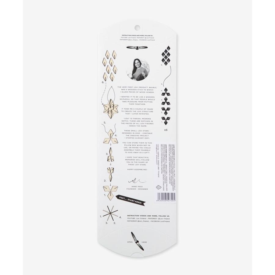 ロヴィ Lovi WOODEN 3D DECORATIONS デコレーションズ Star 5cm 6pcs pillow box S size スター 6個入り 星 飾り オーナメント クリスマス 北欧 ツリー 爆買 | lovi | 05