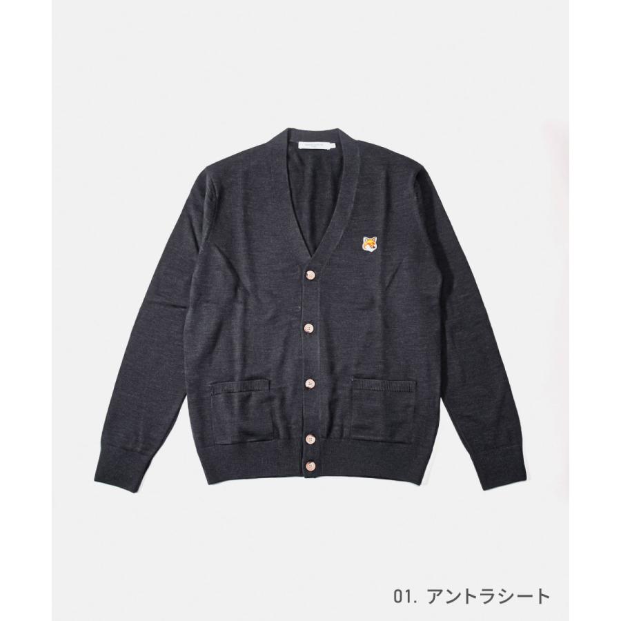 メゾンキツネ MAISON KITSUNE GU00542KT1036 カーディガン メンズ レディース トップス 長袖 フォックスヘッド パッチ クラシック ウール Vネック シンプル | MAISON KITSUNE | 01