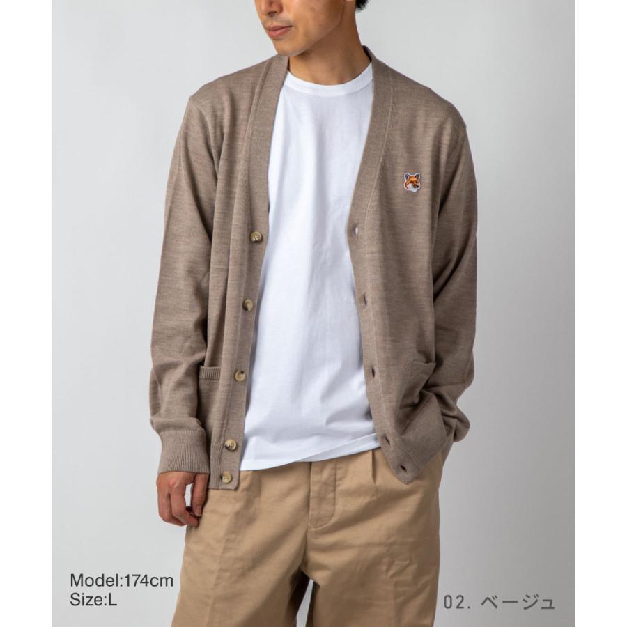 メゾンキツネ MAISON KITSUNE GU00542KT1036 カーディガン メンズ レディース トップス 長袖 フォックスヘッド パッチ クラシック ウール Vネック シンプル | MAISON KITSUNE | 16
