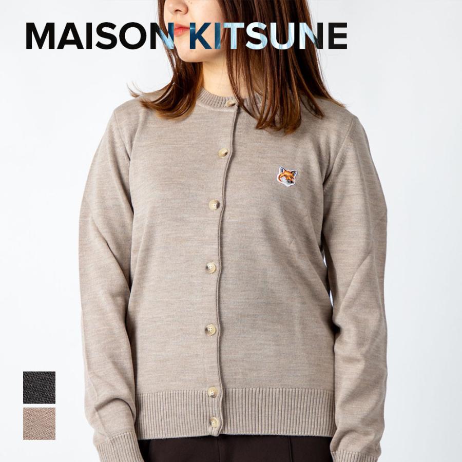 メゾンキツネ MAISON KITSUNE HW00521KT1036 カーディガン レディース トップス 長袖 フォックスヘッド パッチ アジャステッド ウール ニット カジュアル | MAISON KITSUNE