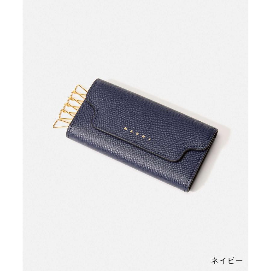 マルニ MARNI PCMO0017U0 LV520 キーケース メンズ レディース ファッション小物 レザー 6連 キーホルダー キーリング コンパクト スマートキー 革 ネイビー｜u-stream｜02