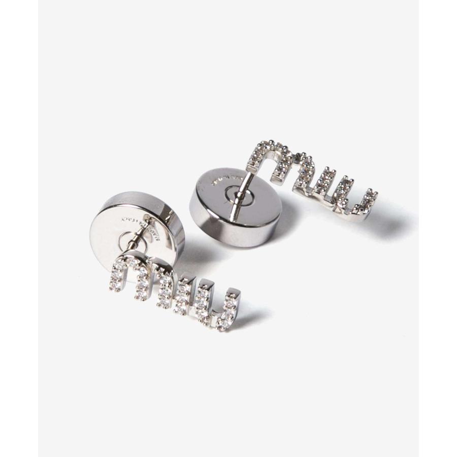 miu ミュウミュウ MIU PIERCED EARRINGS クリスタル付 メタル