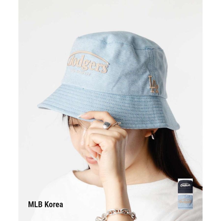 エムエルビーコリア MLB Korea Vintage Denim Curve Logo Bucket Hat ヴィンテージ デニム カーブ ロゴ バケットハット 3AHTV026N | MLB