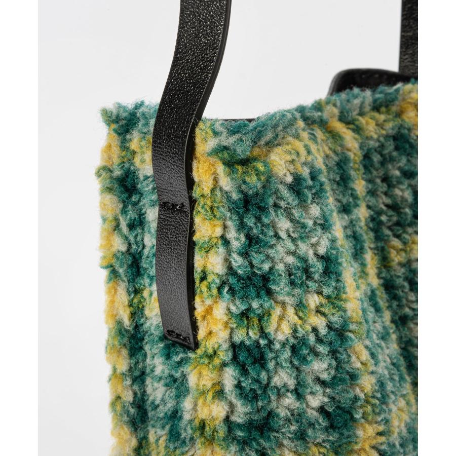MARNI 青緑 チェック柄 トートバッグ MARNI マルニ フラワーカフェ マーケット ナイロン チェック柄