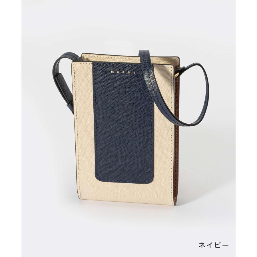 美品 MARNI マルニ スマホショルダーバッグ レザー ネイビー MARNI（マルニ） MARNI TEMO0023U0 LV520 TEMO0023U1 ショルダーバッグ