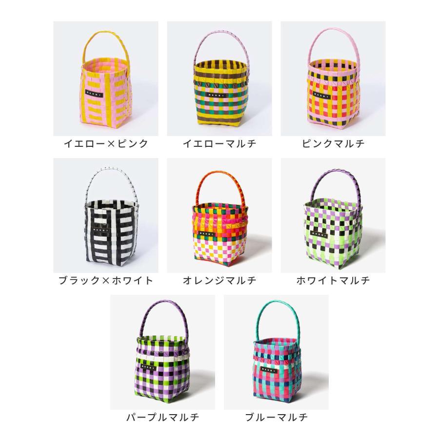 MARNI MARKET かごバッグ ピンク イエロー ピンク MARNI MARKET Sunday ミニ バスケットバッグ | Marni
