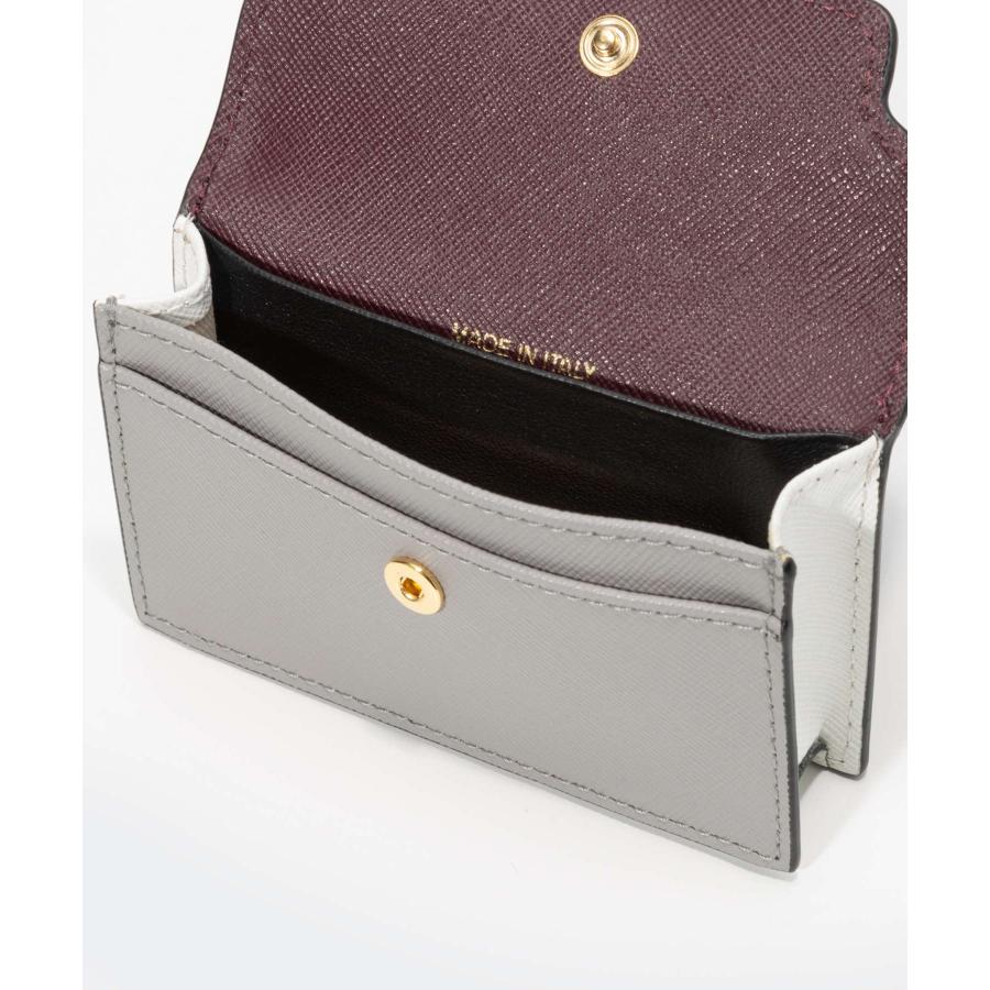 MARNI マルニ カードケース PFM0T05U21LV520 グレー×レッド系 レザー レディース 美品 MARNI（マルニ） MARNI PFMOT05U21 LV520 カードケース レディース