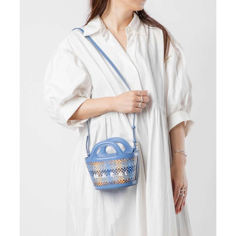 バッグ MARNI TROPICALIA MICRO BAG Tropicalia Micro Bag in brown leather and raffia-effect