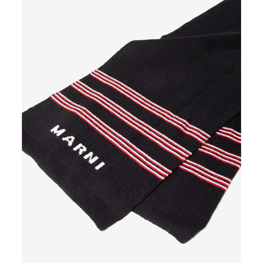 MARNI マルニ マフラー ストライプ ウール混紡 スカーフ ブラック 可愛い MARNI（マルニ） MARNI KIDS キッズ ストライプ ウール混紡 スカーフ