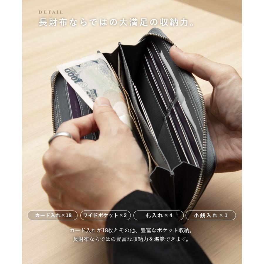 GUIONNET 財布 長財布 メンズ 極上の 牛革 サフィアーノレザー
