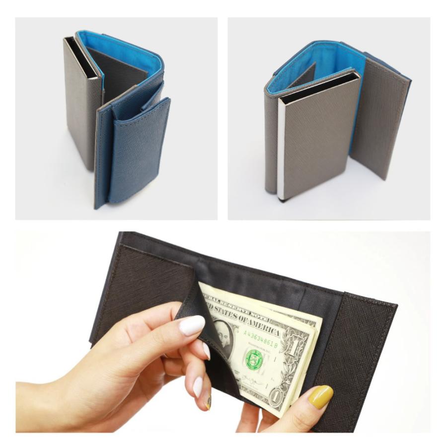 三つ折り財布 メンズ コンパクト財布 レディース ミニ財布 牛革 スマートウォレット 3つ折り財布 カード スライド ウォレット プレゼント 誕生日 ギフト | GUIONNET | 22