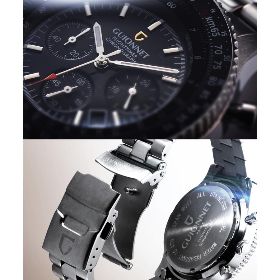 GUIONNET（ギオネ） フライトタイマー パイロットクロノグラフ 腕時計