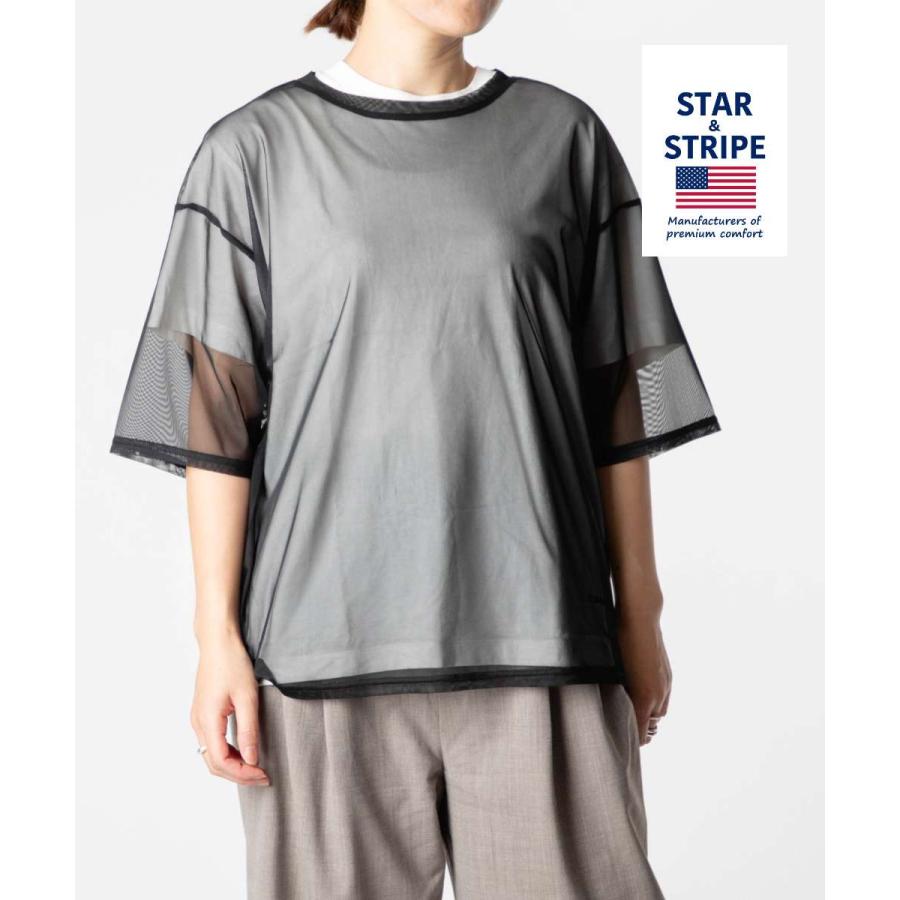 【正規品】 スターアンドストライプ STAR＆STRIPE SHEER TEE シアー Tシャツ SSMD-090 半袖 クルーネック レイヤード レディース トップス M | STAR&STRIPE