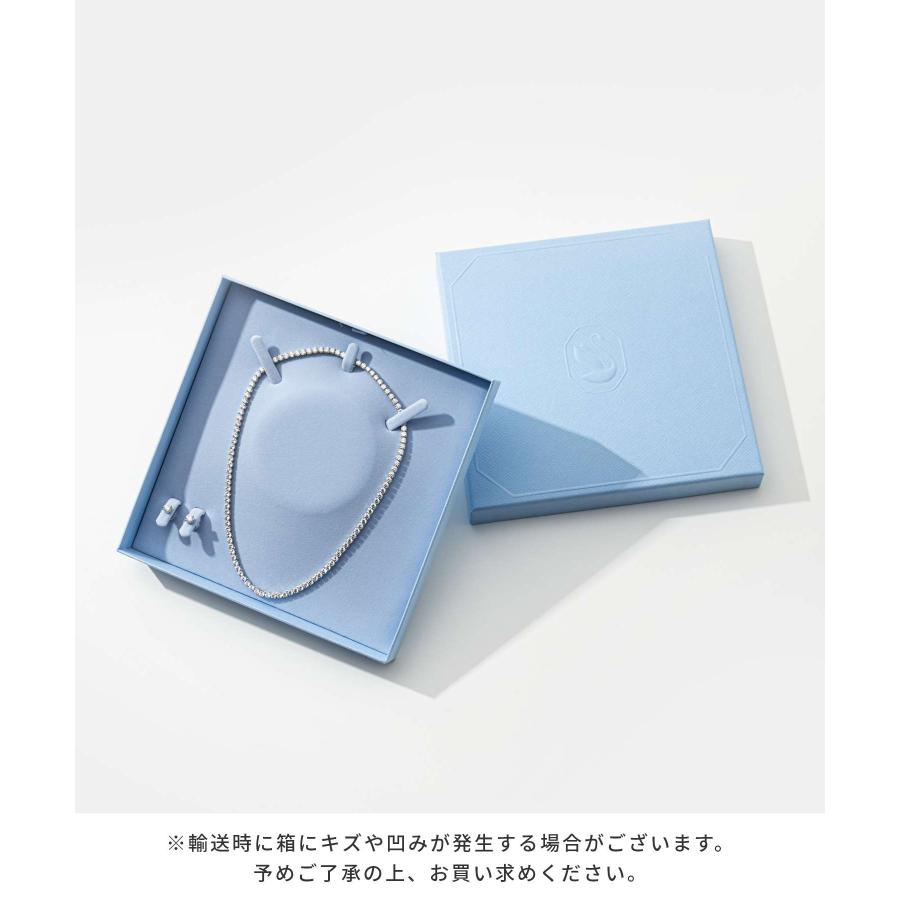 swarovski Matrix Tennis set 5647730 ネックレス ピアス セット Matrix Tennis set, Round cut, White, Rhodium plated | Swarovski